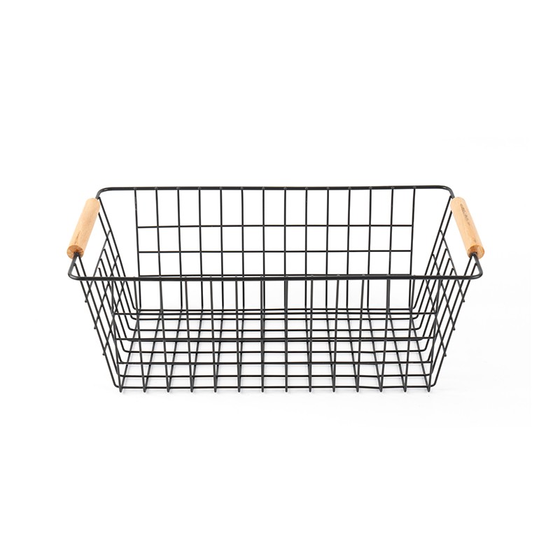 Storage Basket With Wooden Handle