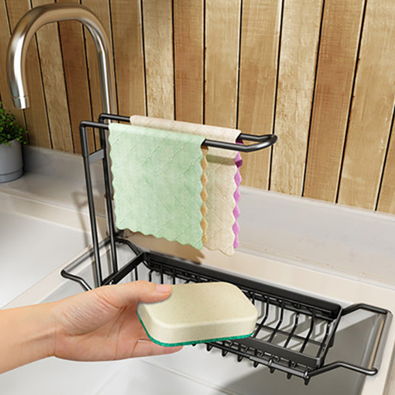 2-in-1 Sink Storage Rack & Sponge Holder Organizer