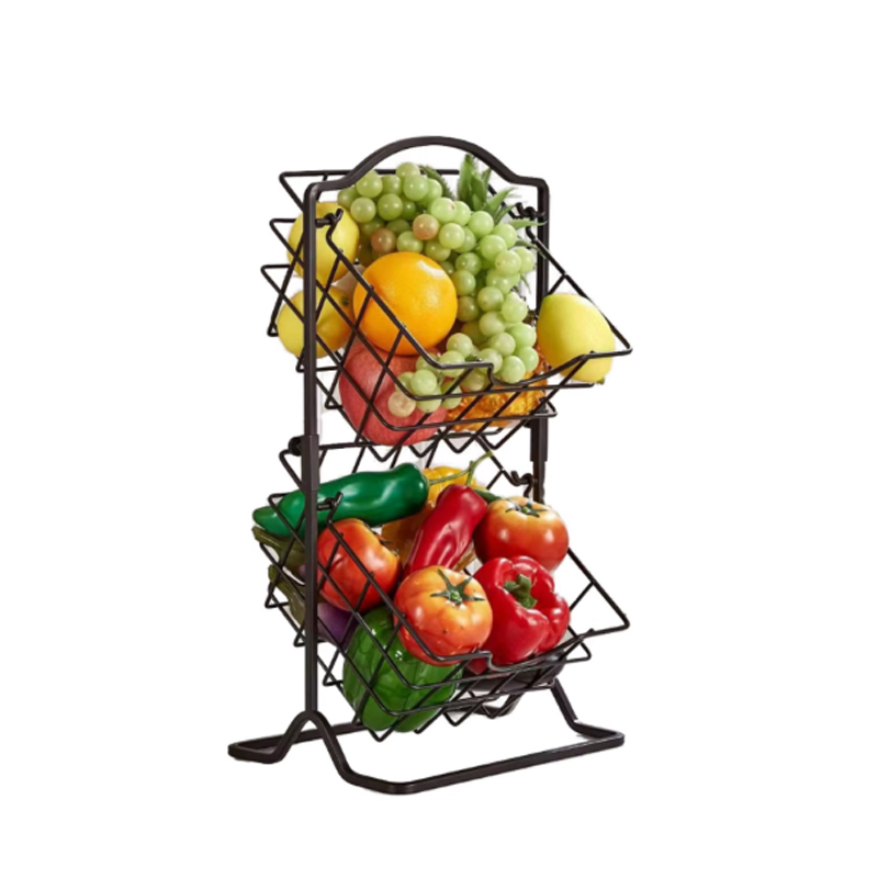 2-Tier Metal Fruit Basket for Kitchen Counter
